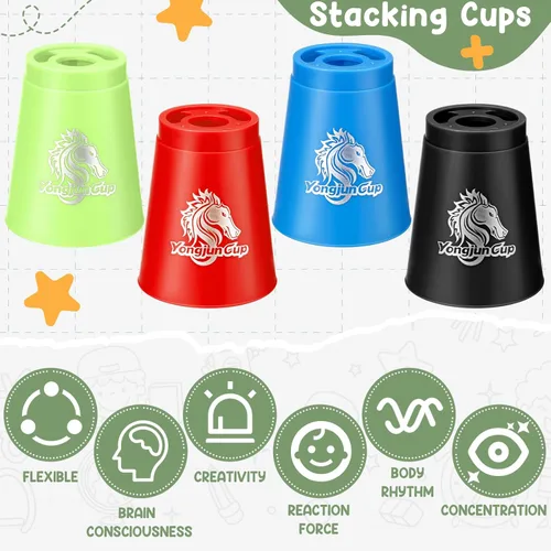 Vista 2 de Libima Juego de 48 tazas deportivas apilables, juegos clásicos, juego de entrenamiento de velocidad para niños y niñas, adultos, fiesta familiar