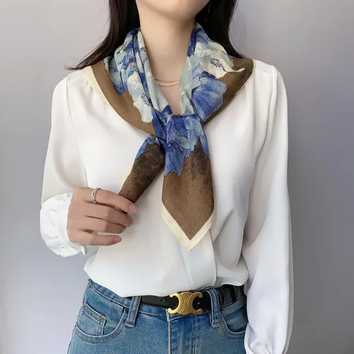 Vista 3 de K-Elewon Bufanda cuadrada mediana para mujer, bufanda para la cabeza, bufanda para el cuello, bufanda para el cabello, pañuelo para dormir, bufandas