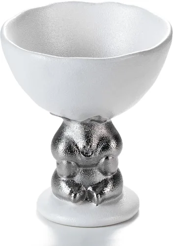 Vista 10 de KAMMAK Portavelas de cerámica con base de figura de conejo plateado, soporte de pedestal festoneado negro mate para velas de pilar, diseño inspirado