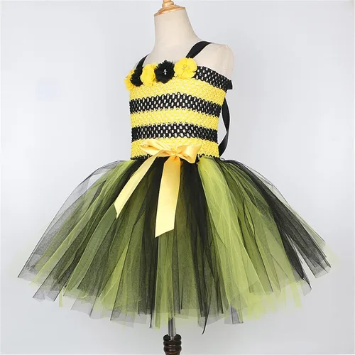Vista 5 de Fivean Disfraz de tutú de abeja para niñas, espectáculo de escenario, disfraz de cosplay de abejorro para Halloween y cumpleaños