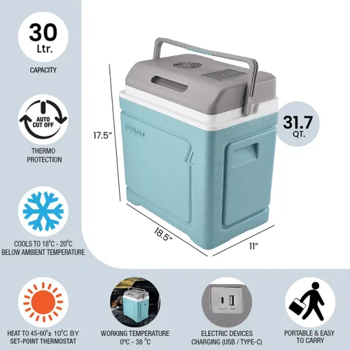 Vista 3 de Pinnacle Thermoware - Enfriador eléctrico grande de 30 litros para bebidas frías y calientes y alimentos - Enfriador de viaje de 12 V