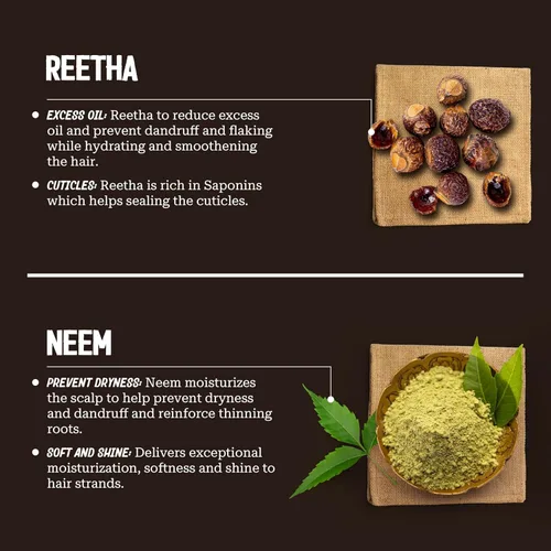 Vista 4 de Neem & Reetha Haircare Set - Champú y acondicionador hidratante, espesante, nutritivo, remedio herbario para cuero cabelludo seco y hebras, fórmula