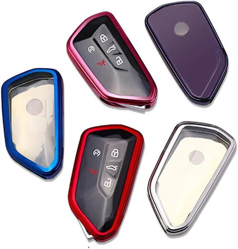 Vista 7 de ontto Funda para llavero Volkswagen 2020, funda de TPU suave para llave de VW Golf 8 Skoda Octavia 2020, con llavero, azul