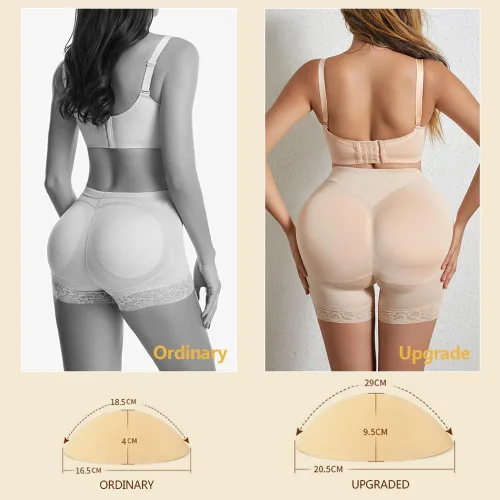 Vista 2 de Women Bigger Butt Enhancer Butt Lifter Padded Lace Shapewear Control Panties Seamless Thicker Fake Buttock Underwear Beige