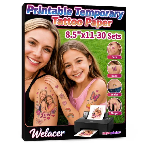 Vista 13 de Papel de tatuaje temporal imprimible para impresora de inyección de tinta, 8.5 x 11 pulgadas, 8 hojas, papel de transferencia de tatuaje