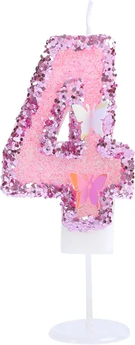 Vista 12 de Decoración de vela 3D con diseño de mariposa rosa número 10