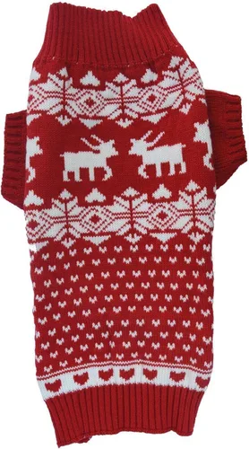 Vista 15 de Suéter para perros y gatos con motivos festivos, color rojo clásico, XS, Rojo