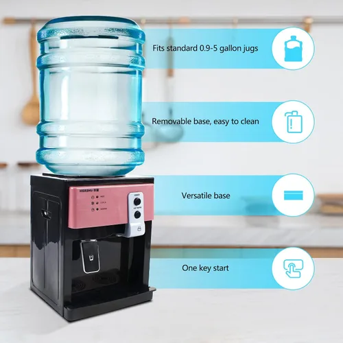 Vista 4 de Dispensador de enfriador de agua de carga superior – Dispensador eléctrico de escritorio caliente y frío, 3 ajustes de temperatura hirviendo agua