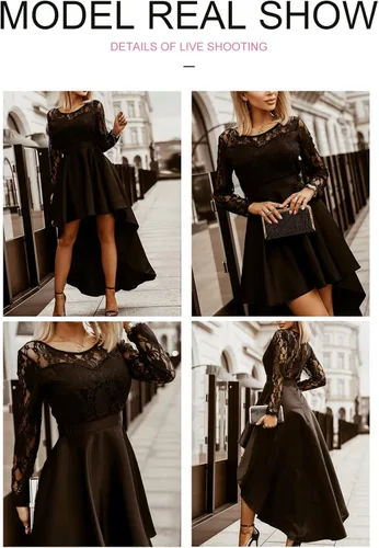 Vista 3 de Bdcoco Vestido de fiesta de cóctel con encaje floral para mujer vestido de noche
