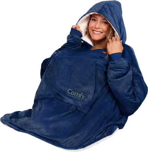 Vista 13 de THE COMFY Original Shark Tank Patented Sherpa Wearable Blanket Hoodie Flor a cuadros Original