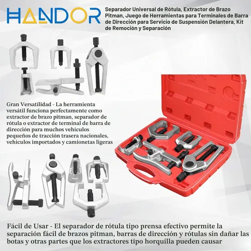 Vista 6 de Handor Separador de rótula, herramientas mecánicas 5 en 1, extractor de brazo Pitman, juego de herramientas de extracción de extremo de barra