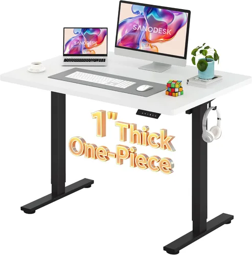 Vista 27 de SANODESK Escritorio Eléctrico de Pie de 40 x 24 pulgadas, Superficie de Una Pieza, Escritorio de Altura Ajustable con Controlador de 6 Botones Marco