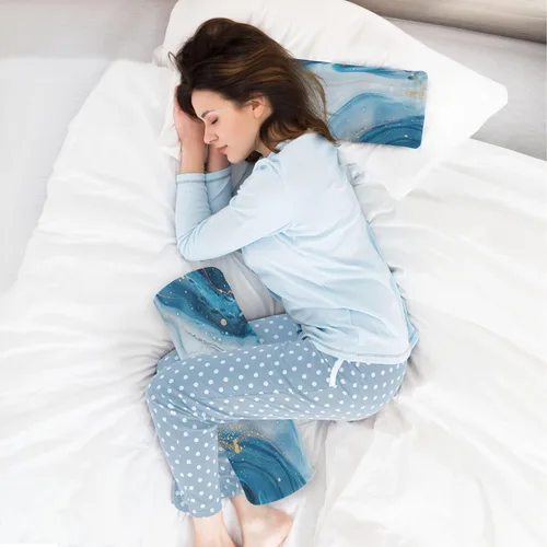 Vista 6 de Abstract Blue White Marble Cervical Neck Roll Pillow - Bolster Memory Foam Pillow for Neck Pain Relief, 5.5 x 17 Inch Cylinder Pillow, Perfect