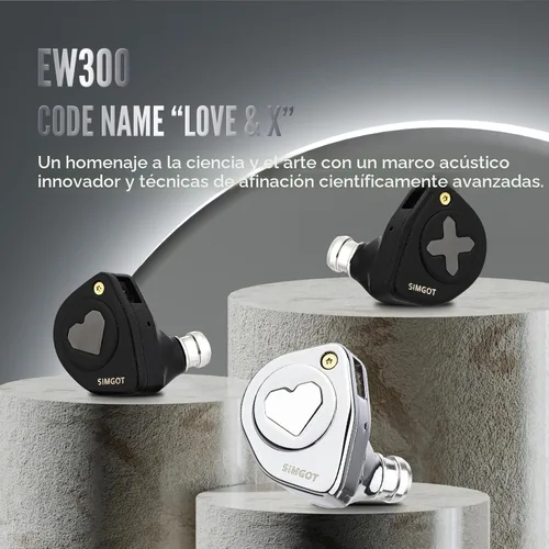 Vista 7 de Linsoul SIMGOT EW300 - Audífonos intrauditivos híbridos de alta fidelidad, 1DD+1Planar+1PZT, auriculares con cable IEM, auriculares