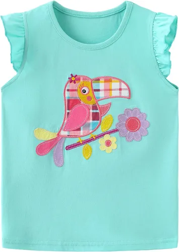 Vista 3 de Conjunto de camiseta sin mangas y shorts para niñas, ropa para verano, set de 2 piezas, 2 a 7 años