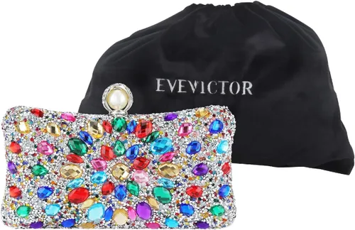 Vista 6 de Bolso de mano con diamantes de imitación para mujer, bolsa de noche brillante para fiesta, bolsa pequeña multicolor, bolso cruzado brillante
