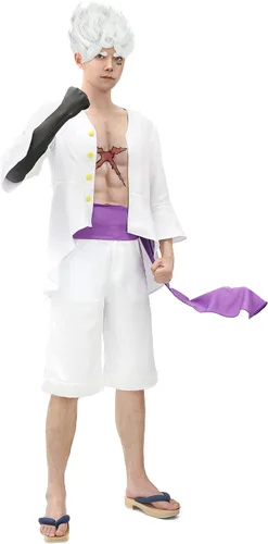 Vista 2 de DAZCOS Disfraz de Luffy Cosplay Wano Country de talla estadounidense con banda