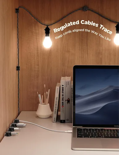 Vista 3 de JOYROOM - Paquete de 9 soportes magnéticos para cables ocultadores de cables adhesivos, organizador de cables para escritorio, mesita de noche, mesa