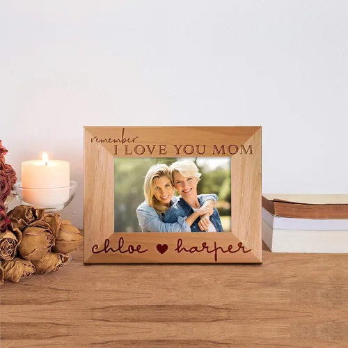 Vista 2 de Marco de fotos personalizado para regalos de mamá de hija e hijo, 4 x 6, 5 x 7, 8 x 10 pulgadas, marco de fotos personalizado de madera de aliso