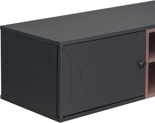 Vista 5 de YardGo Soporte flotante de TV para televisores de hasta 65 pulgadas, armario de TV montado en la pared con 2 puertas magnéticas y 2 estantes
