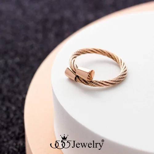 Vista 3 de 555Jewelry Anillo abierto ajustable de acero inoxidable para mujeres y niñas