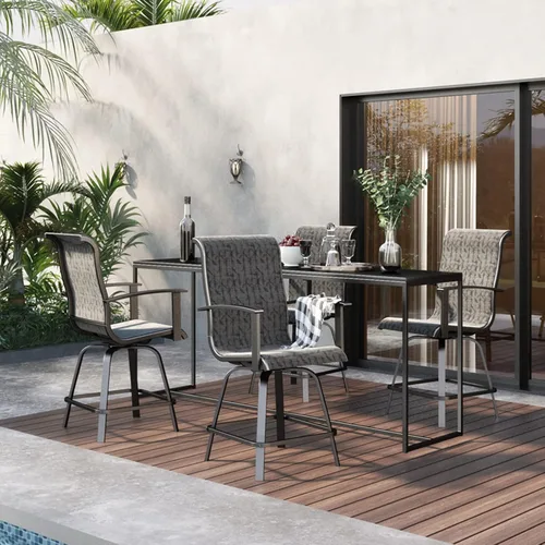 Vista 2 de Grand patio Juego de 4 taburetes de patio para exteriores, sillas giratorias para balcón, piscina, patio trasero, jardín