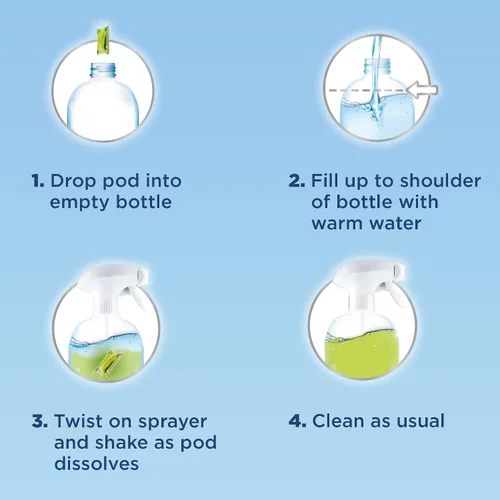 Vista 5 de Windex Disolver cápsulas concentradas, limpiador multisuperficie, 2 cápsulas de repuesto concentradas solubles