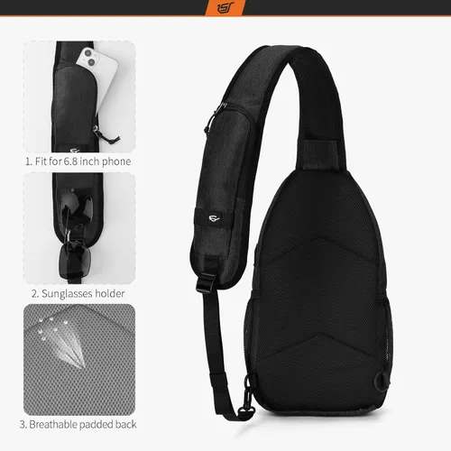 Vista 3 de SKYSPER Mochila cruzada - Mochila cruzada en el pecho, bolsa cruzada para viajes, senderismo, casual, mochila para mujeres y hombres