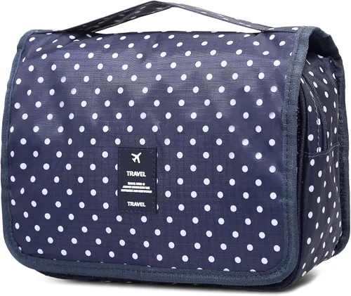 Vista 7 de Sechunk Neceser de maquillaje resistente al agua, bolsa de cosméticos organizador de viaje para accesorios, bolsa de viaje con gancho para colgar
