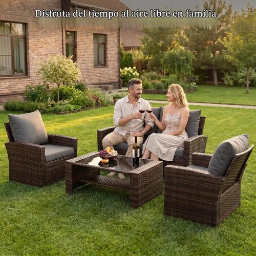 Vista 3 de UDPATIO Juego de muebles de patio, juegos de muebles de exterior con sofá Gris oscuro