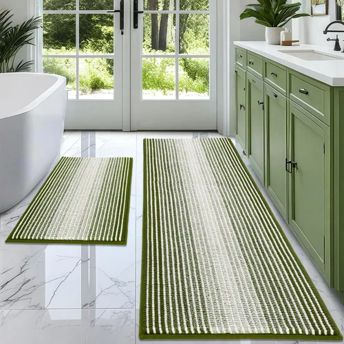 Vista 99 de BSICPRO Tapetes de baño de felpilla, 20 x 32 pulgadas, antideslizantes, absorbentes, suaves, peludos, para baño, lavables a máquina (salvia)