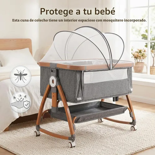 Vista 7 de Moisés para bebé, cuna mecedora 3 en 1, color gris