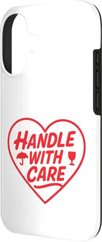 Vista 2 de Handle with Care - Cute Heart Warning Design Case for iPhone 17