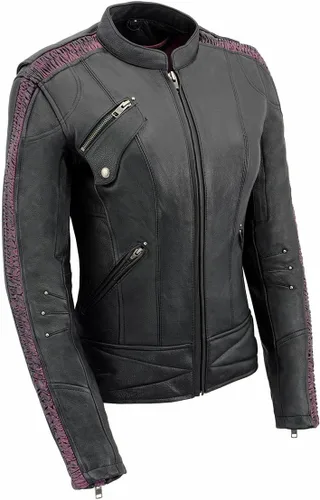 Vista 9 de Milwaukee Leather MLL2570 Chaqueta de Cuero para Motocicleta Negra 'Phoenix Embroidered' para Mujer