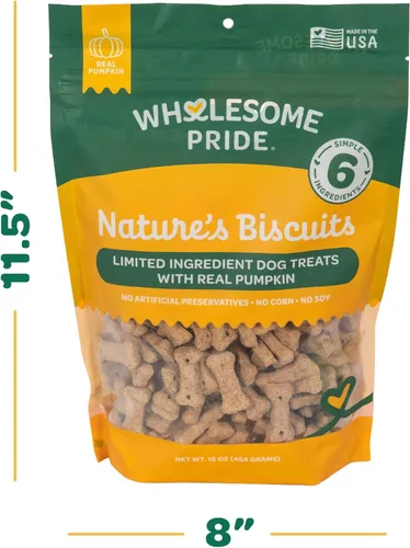 Vista 7 de Wholesome Pride Nature's Biscuits - Golosinas para perros, calabaza, 16 onzas (paquete de 8)