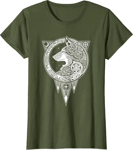 Vista 19 de Viking Fenris Wolf - Camiseta de mitología nórdica con símbolo de Fenrir Asphalt Grey