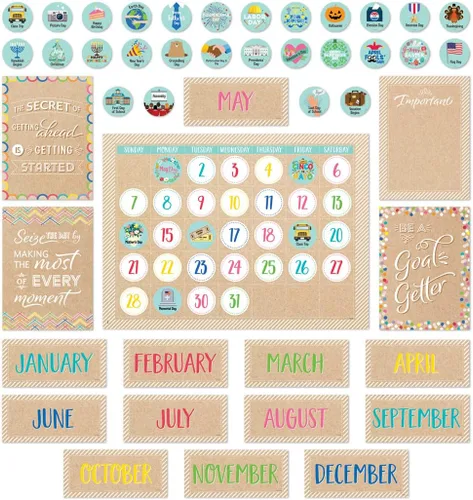 Vista 4 de Creative Teaching Press Bold & Bright - Juego de calendario, tablón de anuncios CTP y exhibición para el aula, 67 piezas