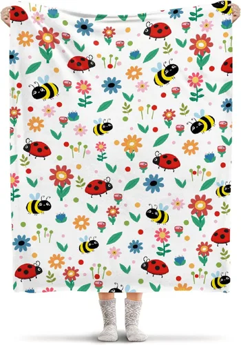 Vista 37 de Manta de franela ligera de abeja, regalos para niñas y mujeres en todas las estaciones, manta para cama, sofá, 30 x 40 pulgadas, para bebé/mascotas