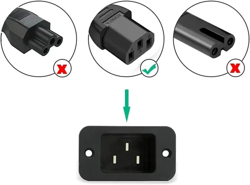 Vista 3 de Cable de alimentación de CA de 5 pies, 18 AWG, 3 clavijas, 10 amperios, 125 voltios, compatible con electrónica, Samsung, laptop, TV, Sharp, Sony