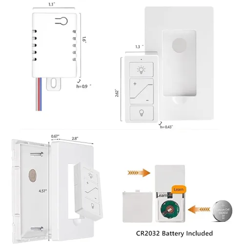 Vista 9 de Nexete Interruptor de luz inteligente inalámbrico, kit de interruptor de atenuación y receptor sin cableado, control remoto inalámbrico, control