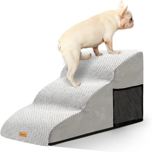 Vista 29 de 2-Step Dog Stairs for Small Dogs, Non-Slip Foam Pet Steps for Low Couch Bed Negro