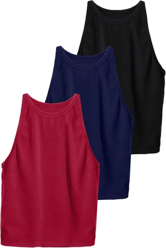 Vista 7 de 3 piezas de camisetas cortas con espalda cruzada para mujer, camisetas cortas de entrenamiento de algodón para mujeres y niñas