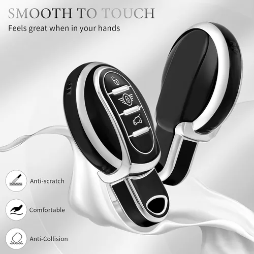 Vista 3 de OFFCURVE Funda para llavero BMW Mini, compatible con BMW Mini Cooper S D SD F56 F55 F54 F57 F60 R55 R55 R56 R57 R58 R59 R60 S Roadster Smart Key Fob
