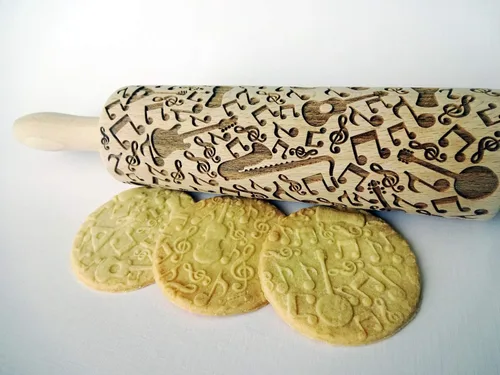 Vista 5 de INSTRUMENTOS MUSICALES EMBOSSING ROLLING PIN CON NOTAS E INSTRUMENTOS MUSICALES GRABADO LÁSER PARA GALLETAS REGALO PARA MÚSICO