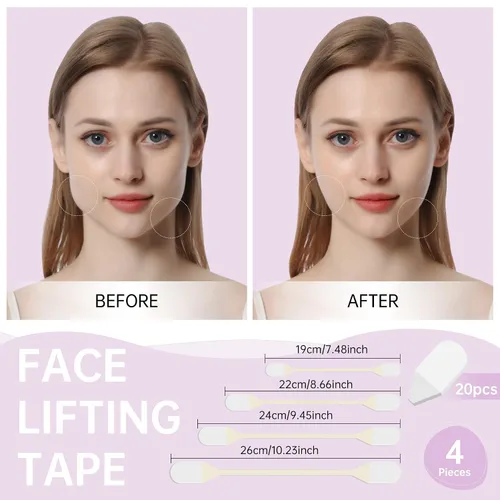 Vista 3 de JLK-Sunset - Cinta de estiramiento facial, adhesivo de estiramiento facial ultrafino invisible para cara instantánea, cuello en V y levantamiento