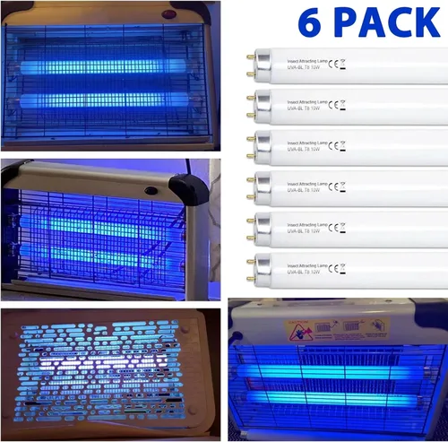 Vista 4 de Konideke Paquete de 6 Bombillas de Repuesto T8F10W BL de 10 W, Tubo Fluorescente de 10 Vatios para Dispositivo de 20 W, Luz Negra de 365 nm, 33 cm