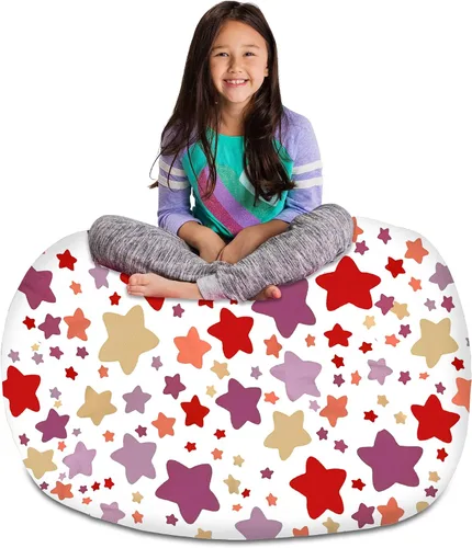 Vista 81 de Posh Creations Funda de puf para niños con almacenamiento para animales de peluche - Organizador de juguetes para niños, Mediano 68.58 cm - Lona