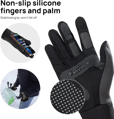 Vista 6 de Guantes de invierno para hombres y mujeres, guantes cálidos mejorados para pantalla táctil para clima frío, para correr, conducir, ciclismo