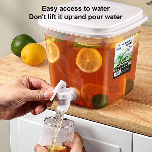 Vista 3 de Dispensador de bebidas de plástico de gran capacidad, dispensador de bebidas de 3,5 L, dispensador duradero, refrigerador, cubo de bebidas, uso