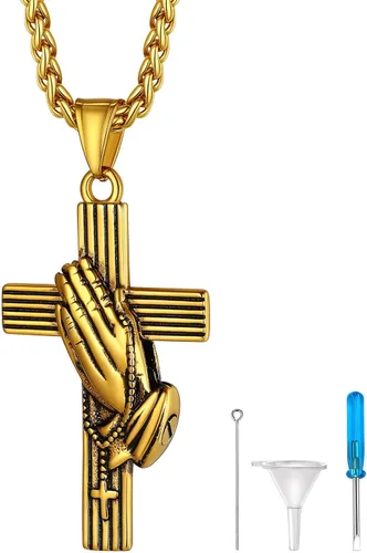 Vista 14 de Richsteel Collar de urna para cenizas, joyería de cremación, colgante de recuerdo conmemorativo con cadena